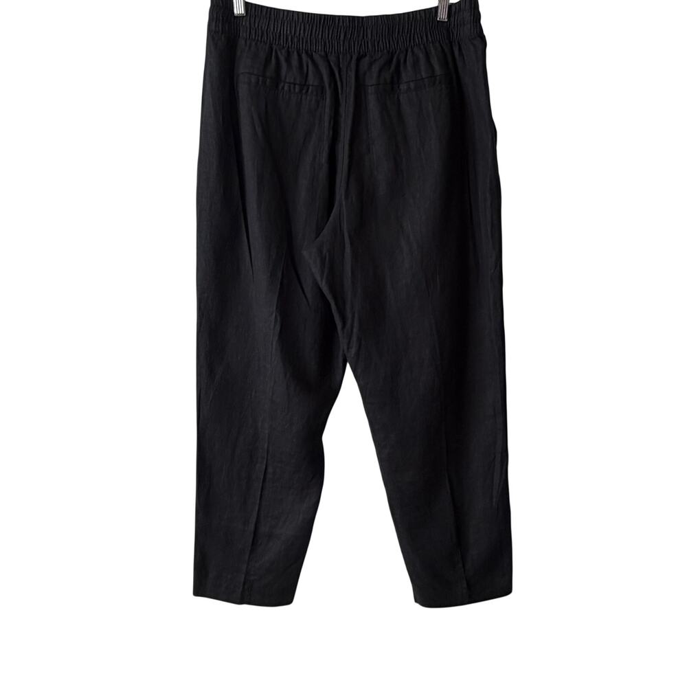Athleta Linen Pants Relaxed Fit Joggers Black Cottage Beach Lounge Size Large